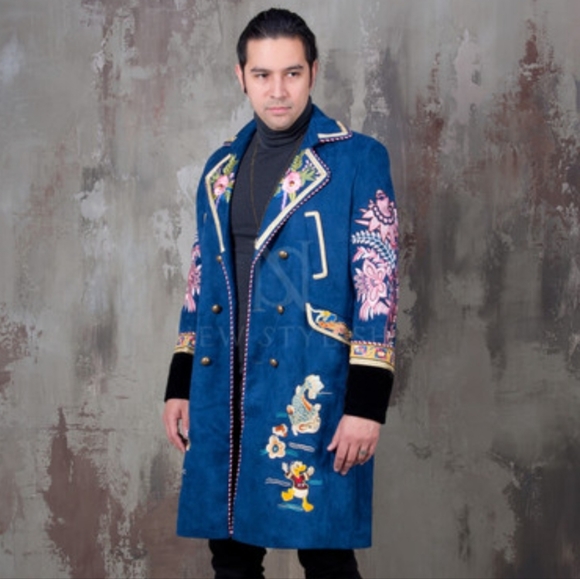 ♥️SOLD NWT Embroidered Duck Velvet Royal Celebrity luxurious Coat. XL - Picture 2 of 15